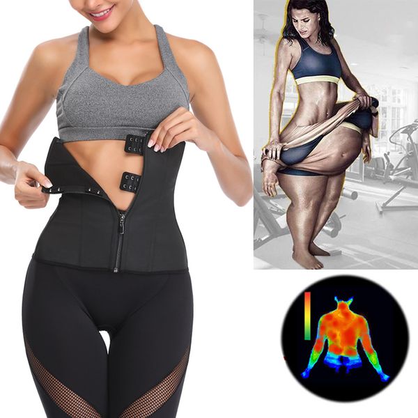 

xxs-6xl latex waist trainer body shaper hook zipper bustiers waist cincher slimming shapewear underbust clip black women