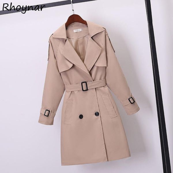 

women's trench coats women plus size -4xl a-line turn down collar preppy classic casual stylish outwear spring double breasted daily f, Tan;black