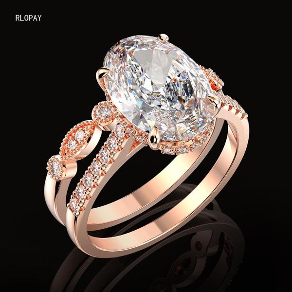 

rose gold 8 rows cz big round zircon elegant women wedding rings delicate girl gift ring fashion jewelry, Slivery;golden