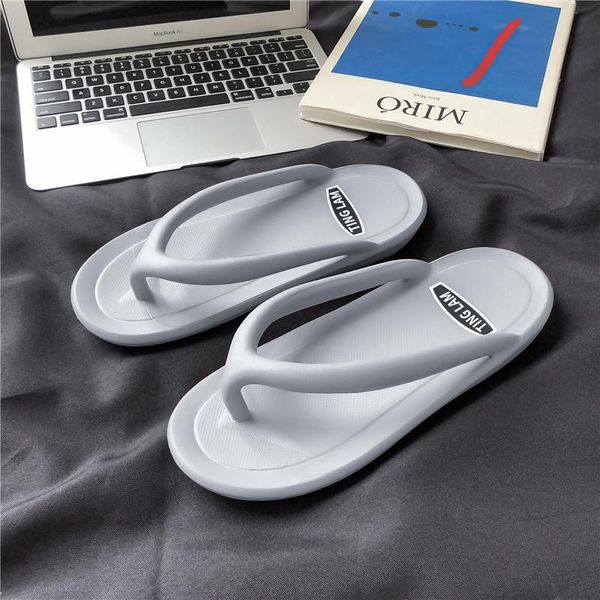 

slippers 2021Â flip flops men summer anti-skid indoor outdoor light soft casual beach male sandals household slipper bathroom, Black