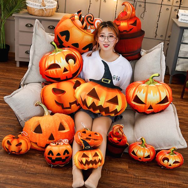 

halloween pumpkin stuffed toy evil candy hat cherry cake moon eye triangle eyes pumpkin plush pillow kids holiday props gift