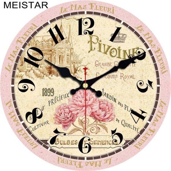 

wall clocks meistar 3 patterns vintage clock flower design silent living kitchen home decor watches retro large art 4 size 2021