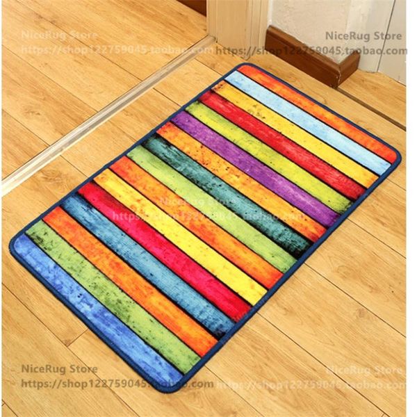 

carpets retro rainbow striped carpet colorful rugs anti-slip door mat beautiful blanket can be customized for home decoration dropship