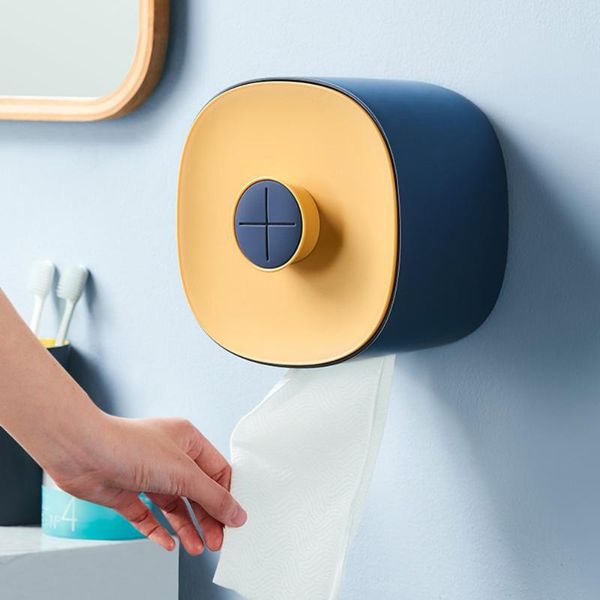 

tissue boxes & napkins 1pc toilet paper roll holder waterproof wall mounted punch-wash towel storage box bathroom face organizer