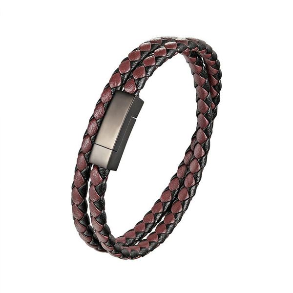 

tennis fashion jewelry black braided leather bracelet men stainless steel gold bracelets bangles de couro pulseiras masculinos, Golden;silver