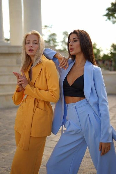 

long sleeve women suits custom made shawl lapel blazer with belt casual daily wear young girl 2 pieces pants jacket women's two piece, White