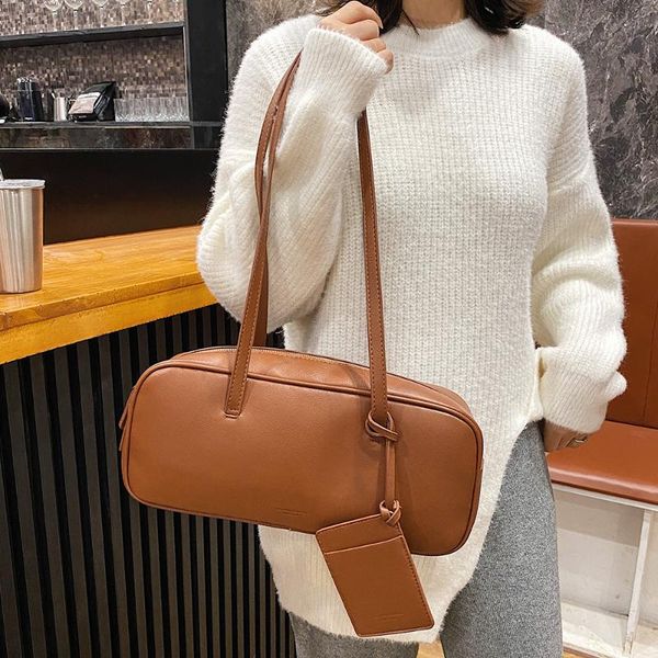 

evening bags for women 2021 autumn winter female shoulder bag brown ladies daily solid color with card simple