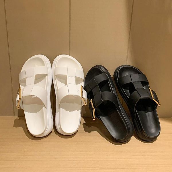 

slippers beach sandalias de las mujeres flats women summer slides luxury shoes casual sapato feminino outdoor ladise, Black