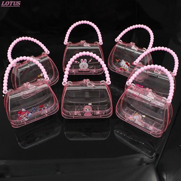 

gift wrap cartoon pink transparent jewelry bax candy bag ring headband storagebox