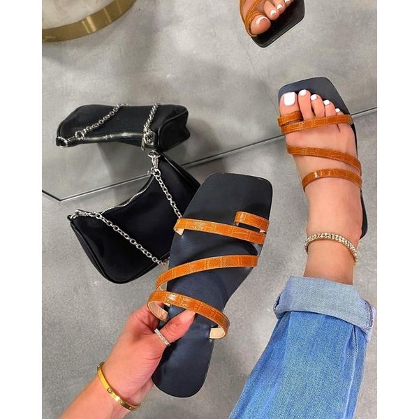 

slippers 2021 summer flat sandals fashion open toe outdoor casual women's shoes plus size 43, Black