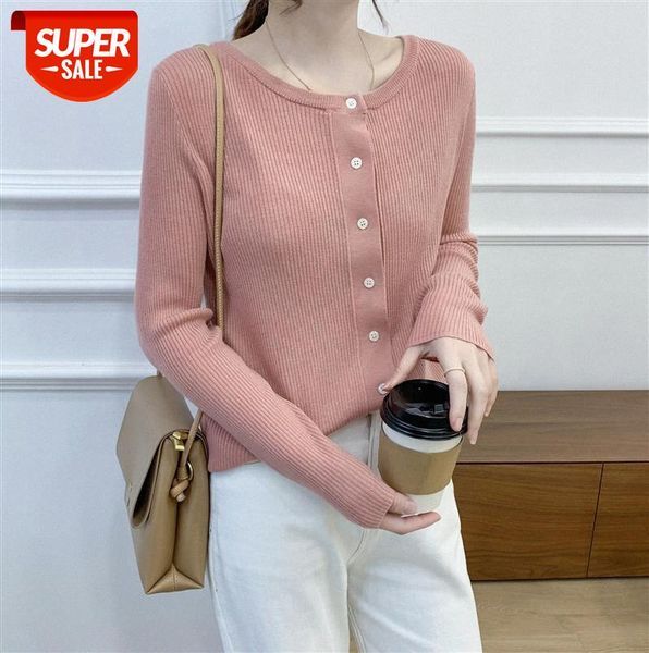 

li zhiqi round neck bottoming shirt women's spring slim slimming outer wear western style knitted cardigan 110517 #k10y, Black