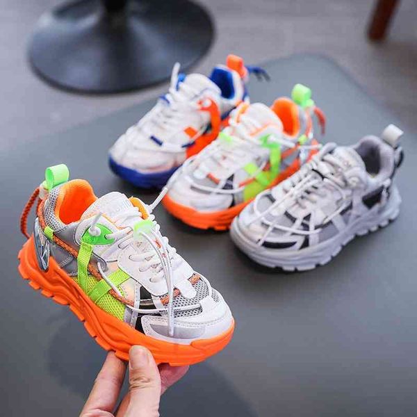 

mengbu 2021 new children's sports boys' basketball and breathable girls' running shoes cool, Black