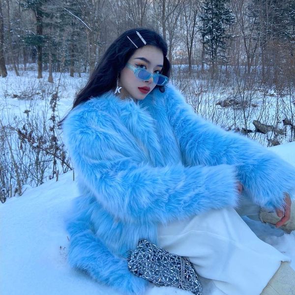 

women's fur & faux women 2021 autumn winter fashion warm coat coats artificial jacket female thick jackets casual outwear b01, Black