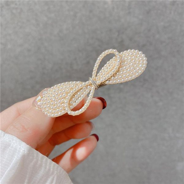 

hair clips & barrettes korean hairpin pearl bow crystal clip hairclip headpiece girls accessories for women rhinestone pins wholesale, Golden;silver
