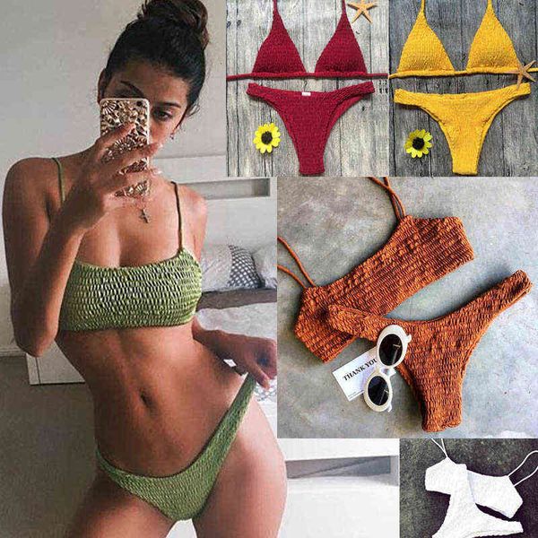 

biquini bandeau pleated bikinis women swimsuit female brazilian push up bikini set beach wear bathing suit, White;black