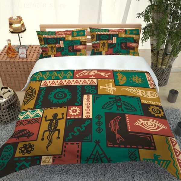 

bedding sets african set superfine fiber a/b double-sided pattern bedroom quilt cover pillowcase 3pcs