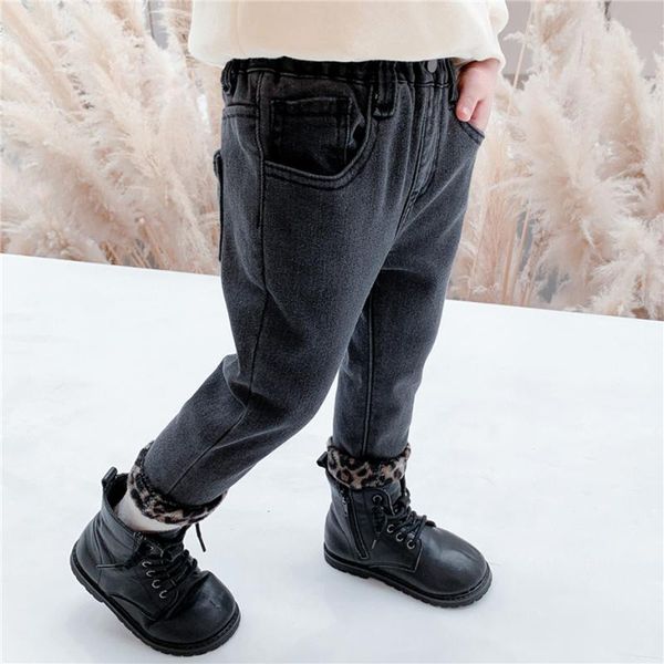 

jeans baby thick warm for girls leopard pattern girl spring autumn clothes, Blue