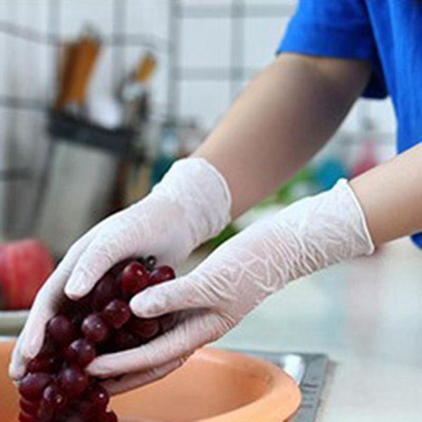 

10pcs white rubber gloves home cleaning non-slip nitrile industrial working family washing glove mitten xs-xl disposable