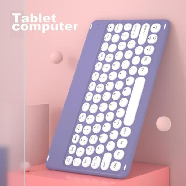 

keyboards colorful round keycap wireless bluetooth portable light mobile tablet telephone universal thin keyboard three-sys a9w6