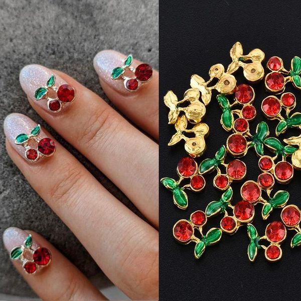 

nail art decorations 20pcs/lot red/pink cherry blossom sweet rhinestones alloy 3d resin charms jewelry accessories ho-z, Silver;gold