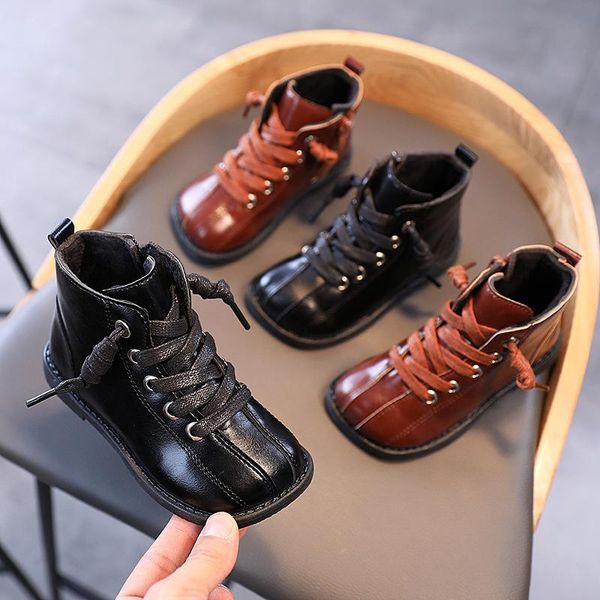 

boots autumn winter warm cotton for children boys girls ankle fashion classic square toes comfortable, Black;grey