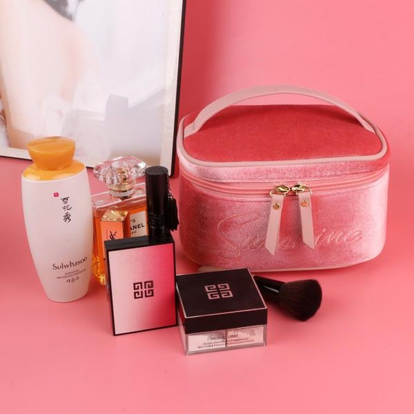 

cosmetic bag portable bucket storage flannel simple small style bags & cases