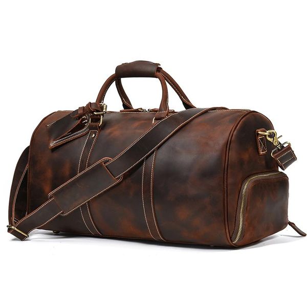 

- men's leather travel bag, old crazy horse and shoe weekend duffel bags