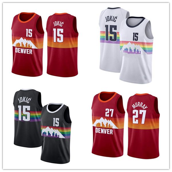 

1 michael porter jr. denver nuggets jersey rudy gobert 27 nikolajokic15 vintage city black edition basketball jerseys, Black;red