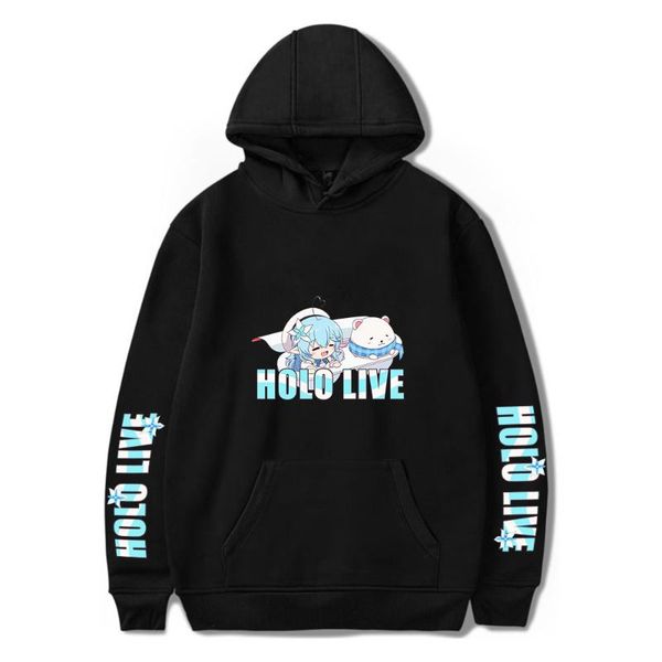 

men's hoodies & sweatshirts hololive vtuber yukihana lamy hoodie japanese anime men/women funny sweatshirt harajuku cartoon hip hop vin, Black