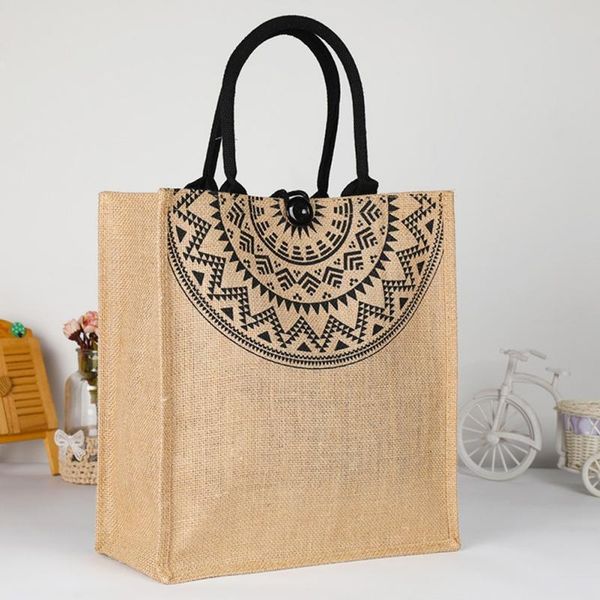 

storage bags simplicity retro shopping bag coarse jute portable durable waterproof home supplies