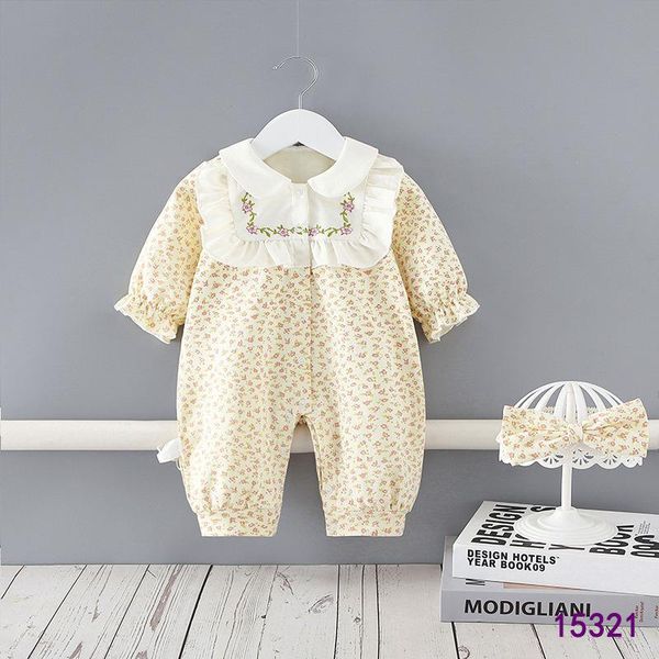 

jumpsuits baby jumpsuit ruffle doll collar born girl romper 2021 autumn cute one piece clothes long sleeve climbing, Blue