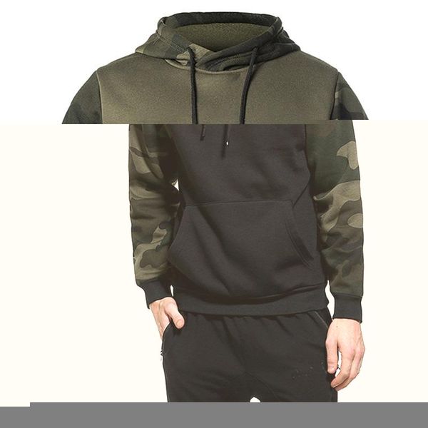 

men's hoodies & sweatshirts army green men military camouflage autumn winter hooded male camo hoody hip hop streetwear brand top, Black