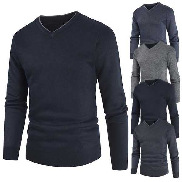 

men's sweaters autumn and winter round neck pullover sweater with plush v-neck casual knitted, White;black