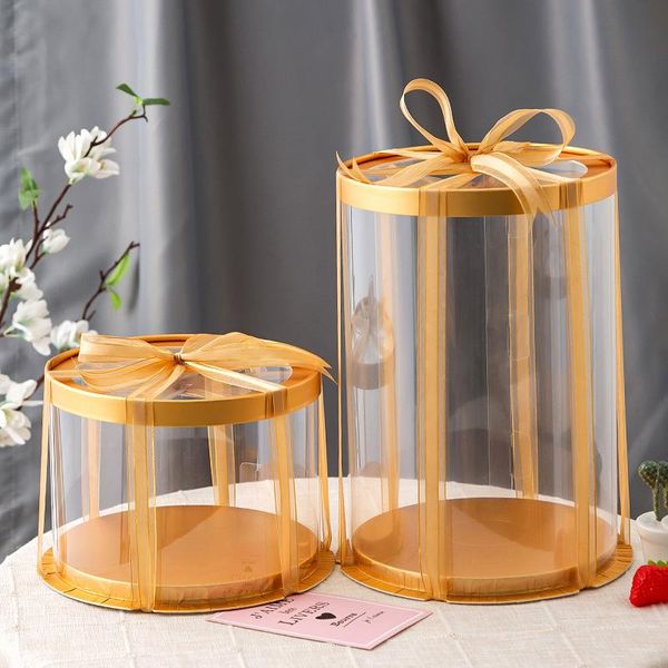 

round clear pvc cake box child birthday gift packaging toy rose bear flower transparent cases wrap