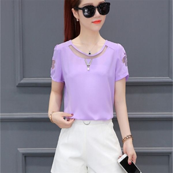 

women purpel short sleeve shirt garment blue 210401, White