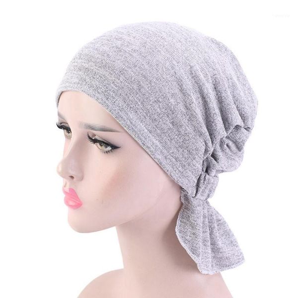 

women cotton elastic turban band headwrap chemotherapy cap nightcap1