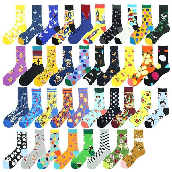 

socks & hosiery [wploikjd]street cute funny women abstract cherry pineapple floral sokken divertidos happy calcetines mujer, Black;white