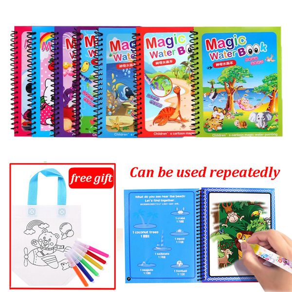 

Magic Water Drawing Book Montessori Painting Board Drawing Toy Kids Toys Coloring Book Doodle & Magic Pen Birthday Gift ZXH