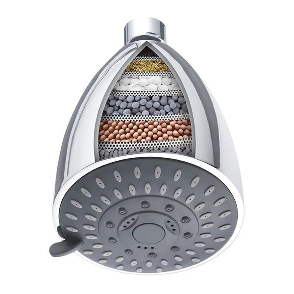 

bathroom shower sets high pressure head filter, 15 stages hard water softener showerhead with filter cartridge for 5 modes