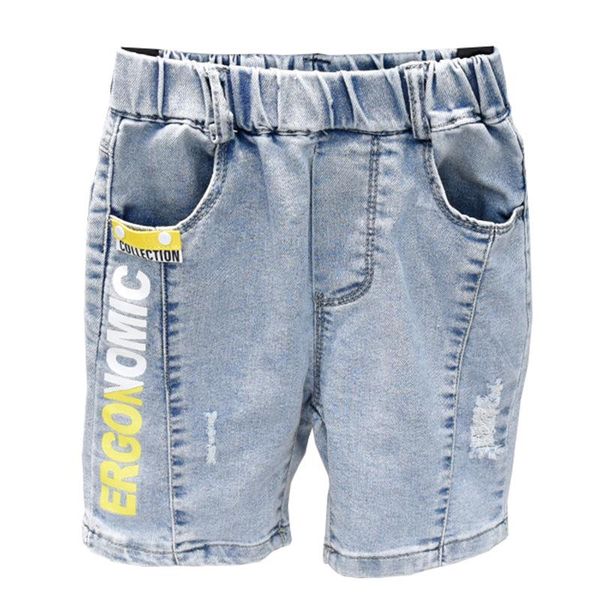 

shorts wlg boys fashion kids summer denim blue letter printed ripped short baby boy all match trousers for 2-6 years, Black