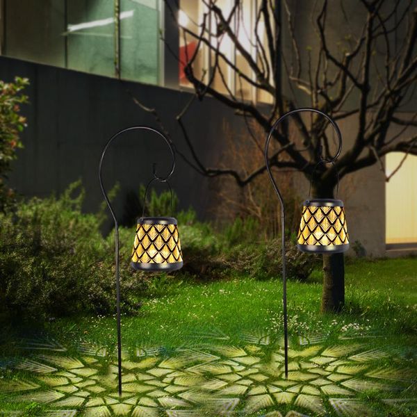 

lawn lamps wrought iron solar shower can light garden led hollow plug in projection lamp outdoor street yard landscape decorative