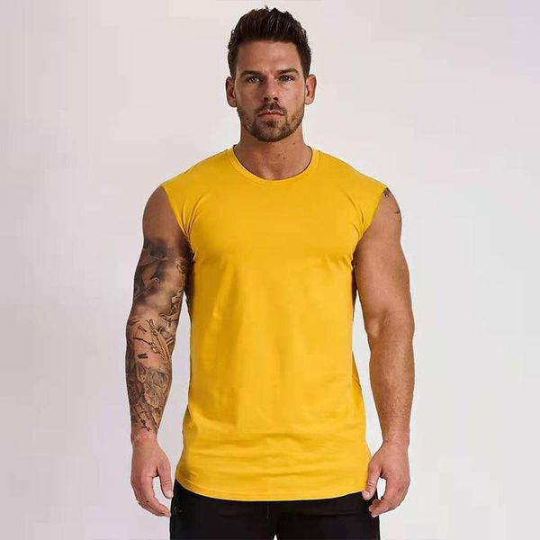 

men's t-shirts summer sleeveless cotton t-shirt fitness muscle leisure sports running exercise solid color vest, White;black