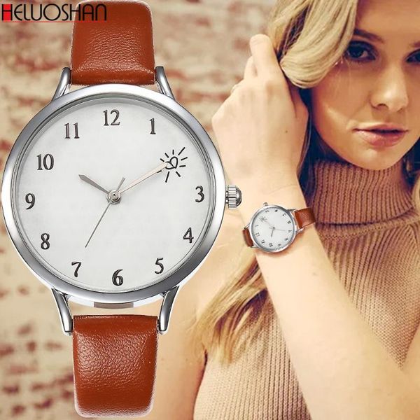 

watches with arabic numerals 2021 fashion leather ladies quartz watch simple fine strap casual women horloge dames reloj wristwatches, Slivery;brown