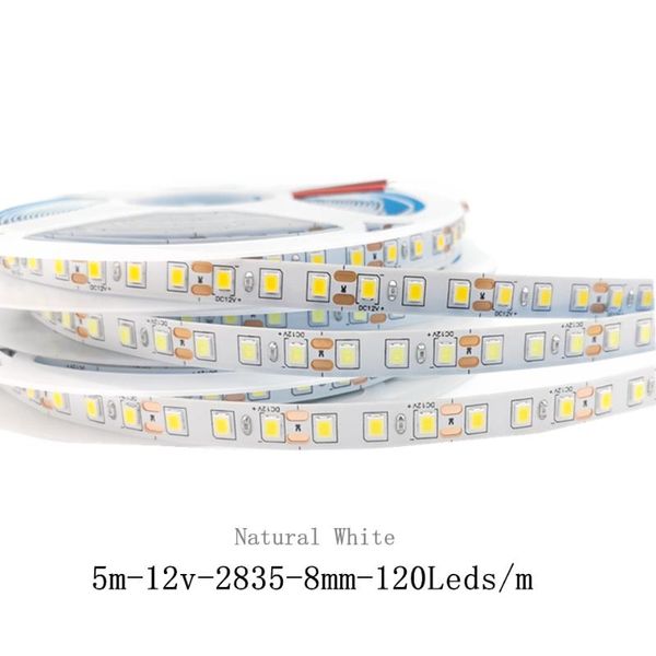 

strips 5m led strip light 12v smd2835 120leds/m flexible tape ribbon non waterproof stripe for home decoration natural white