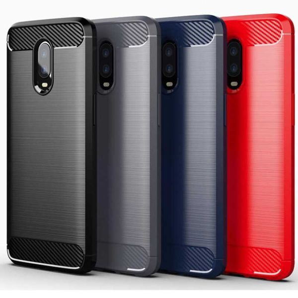 Caso de telefone móvel elegante e simples 16t adequado para oneplus 6 telefone celular capa protetora antiderrop de silicone escovado padrão de fibra de carbono shell macio