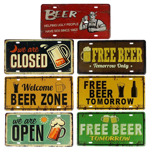 

hohappyme beer sign wall decor plaque metal vintage home decor poster craft beer pub bar decoration 15x30 cm