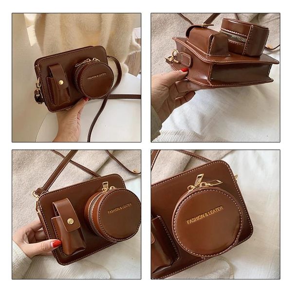 

evening bags ladies retro camera shape shoulder bag designer wide strap luxury fashion messenger female purse mini