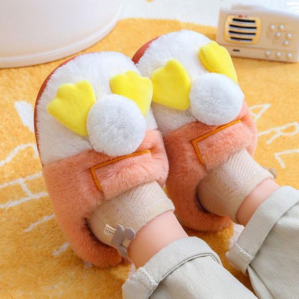 

slippers cute cartoon fluffy winter bedroom non-slip light plush warm shoes 2021fashion child indoor floor home, Black