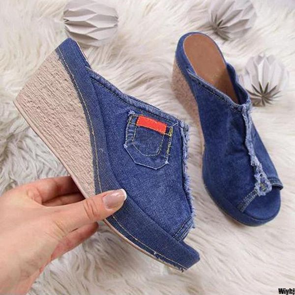 

sandals women's women summer fashion leisure fish mouth thick bottom slippers wedge heel shoes, Black