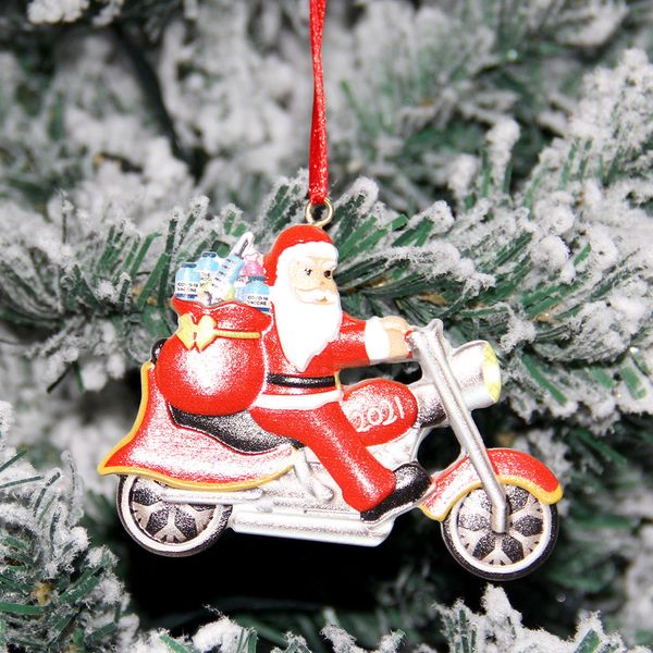 Família DIY Nome Boneca Motocicleta Papai Noel Home Decoração Natal Xmas Pendurado Resina Pingente Ornamentos